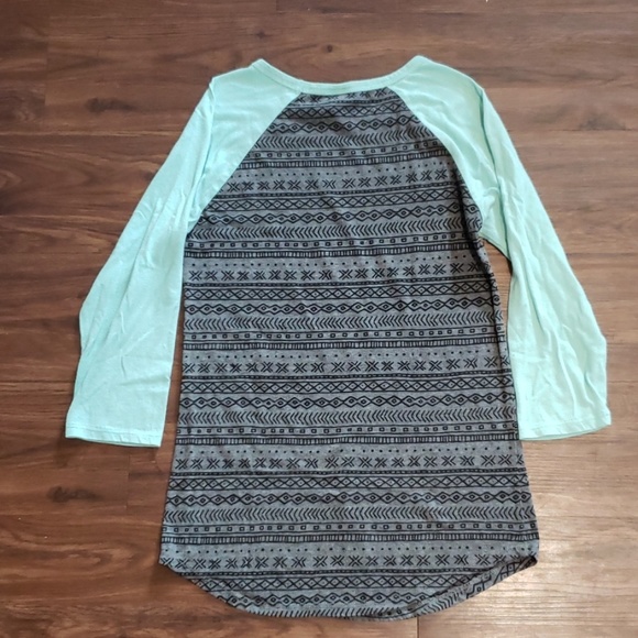 Emp pre quarter Sleeve blue grey top shirt boho - Picture 2 of 3